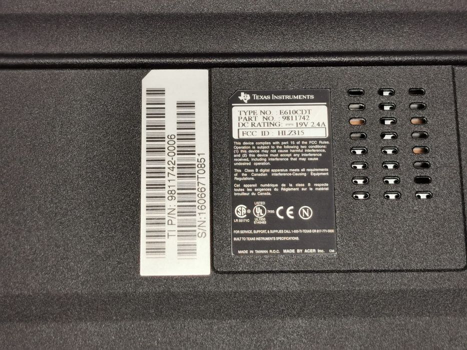 Stary działający laptop Texas Instruments Extensa 610CDT z lat 90