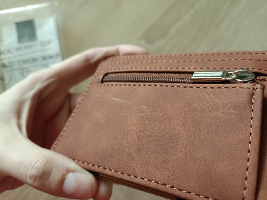 Ultra Cienki Męski Portfel Mini, brązowy