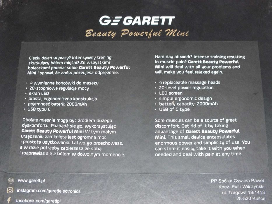 **Masażer do ciała Garett Beauty Powerful Mini -Stówka Grudziądz**