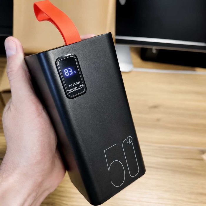 Power Bank 50000 mAh 22.5W Fast Charge, PD 20W, 4xUSB + Type-C, дисплей, черный