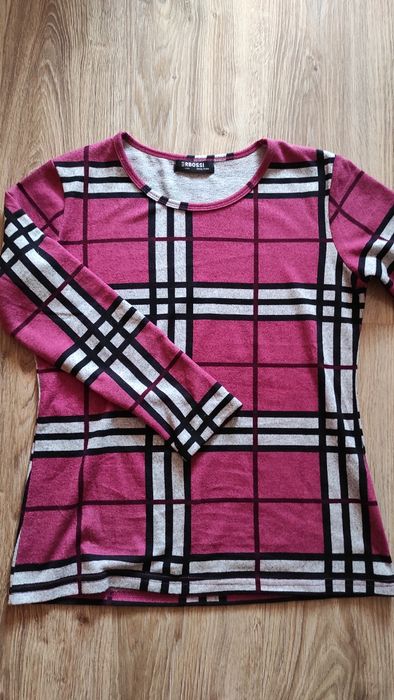 Sweter damski różowy w kratę L/XL