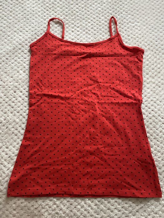 Top damski F&F 38 M czerwony w groszki bawełniany na ramiączkach coquette retro