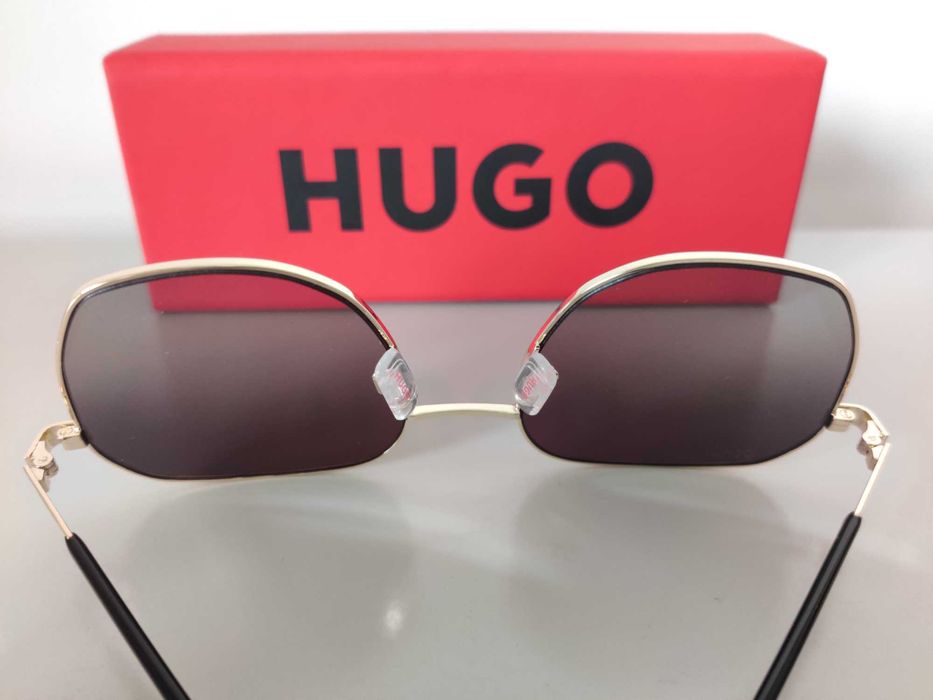 Óculos de sol HUGO BOSS espelhados cinza/dourado (novos)