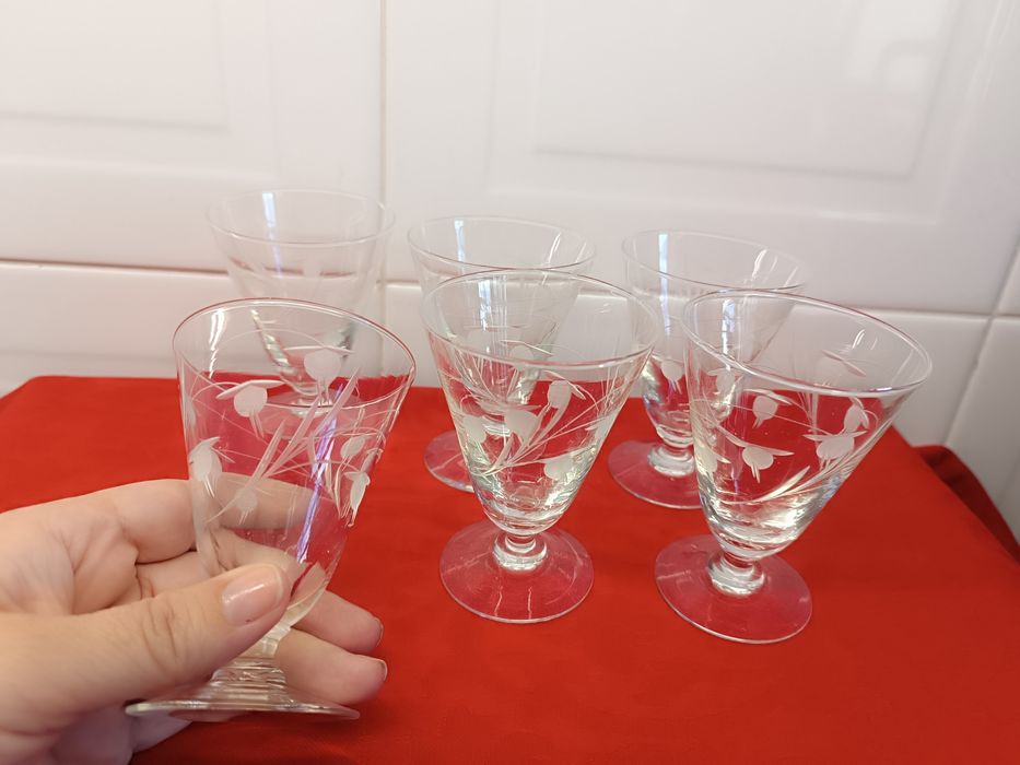 Conjunto 6 Copos Cristal Antigo. 10 cm