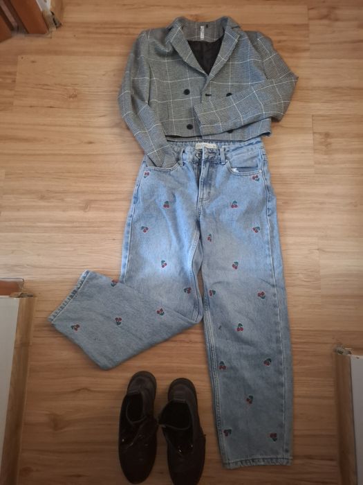Komplet/żakiet kurtka Jeansowa+ workery