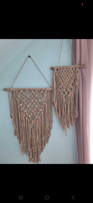 Makrama sznurek bawelniany beż handmade duża dwie sztuki
