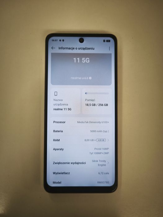 Realme 11 5G 8/256 GB | 108 MP | 120 Hz | Nowy wyświetlacz