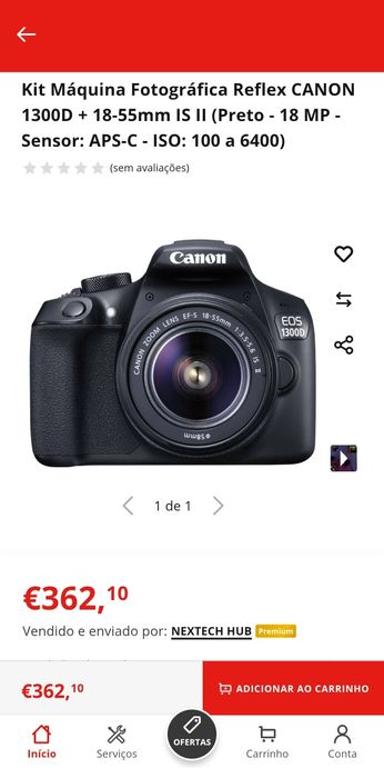 Câmera Canon EOS 1300D - Como Nova