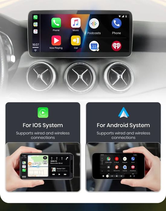 Rádio Android 8/128GB Mercedes CLA A GLA W176 C117 X117 x156 CARPLAY