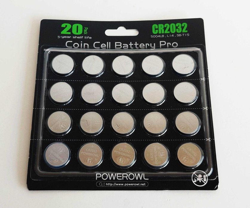 Pack de 20 pilhas de lítio de 3V CR2032 da Powerowl