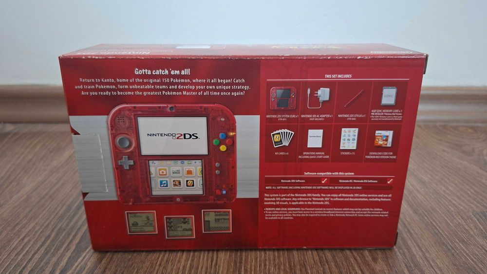 Konsola Nintendo 2DS przeźroczysty czerwony + gra HeartGold Złota Edyc