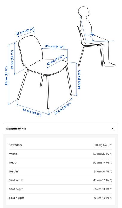 Cadeira IKEA LIDÅS branca + pernas cromadas Sefast (como nova)