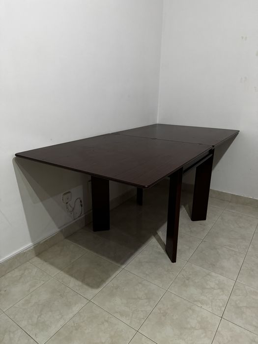 Mesa jantar extensível madeira 90x90 180x90