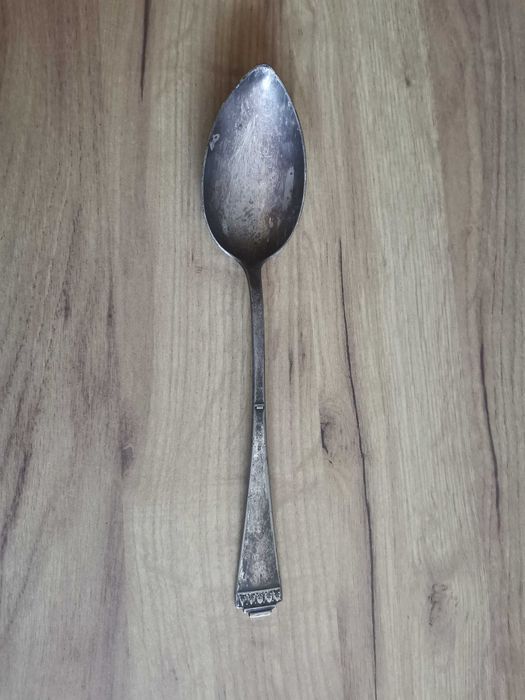 Stara przedwojenna wielka łyżka 27 cm, BM Domart GW. 10 lat, plater II RP