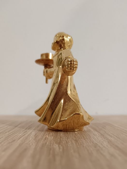 Figurka z mosiądzu pozłacana świecznik