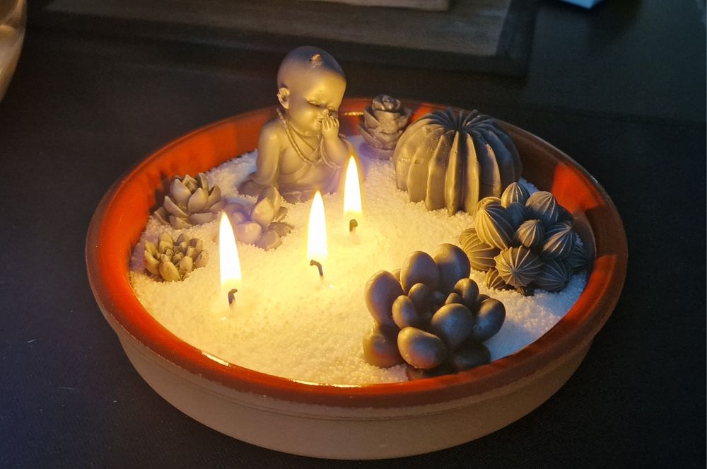 um oásis de paz com a Vela de Jardim Zen
