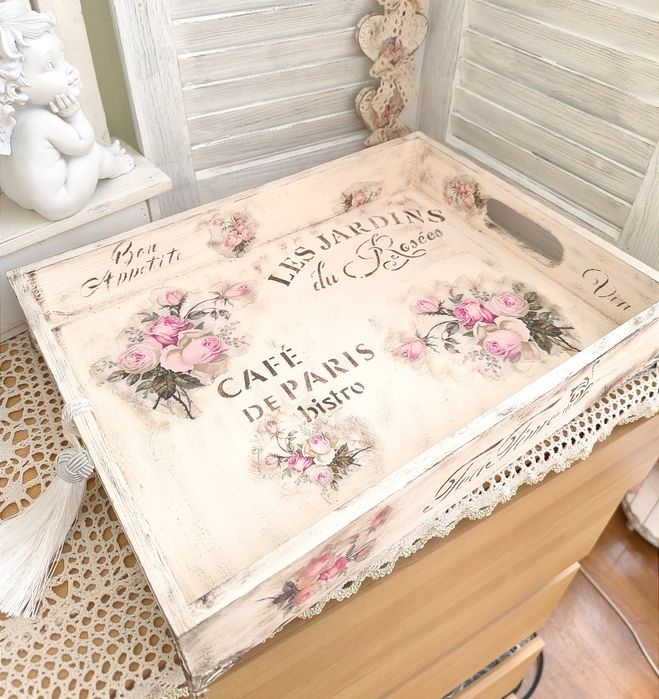 Taca vintage róże duża