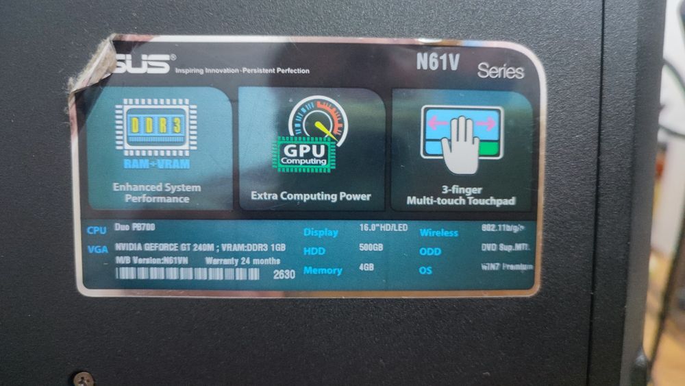 Asus N61v GT240m 120GB SSD 500GB IDE 4GB Ram