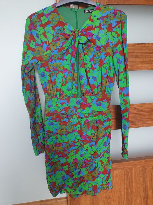 Kolorowa sukienka, zara, xs