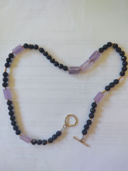 Naszyjnik z kamieni naturalnych ametyst