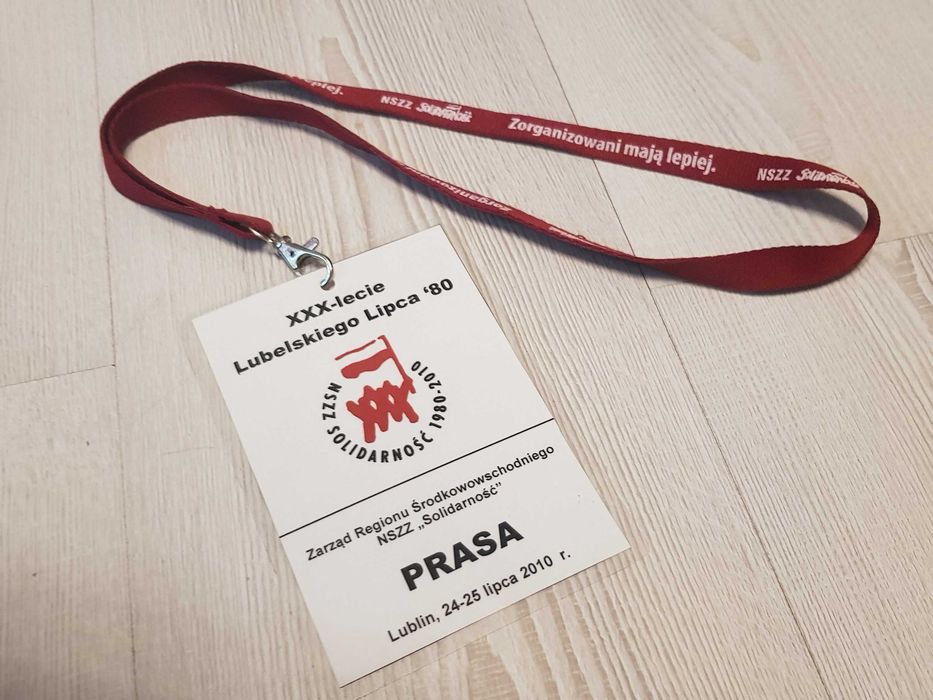 smycz na klucze plakietka identyfikator solidarność 2010 XXX nr 3