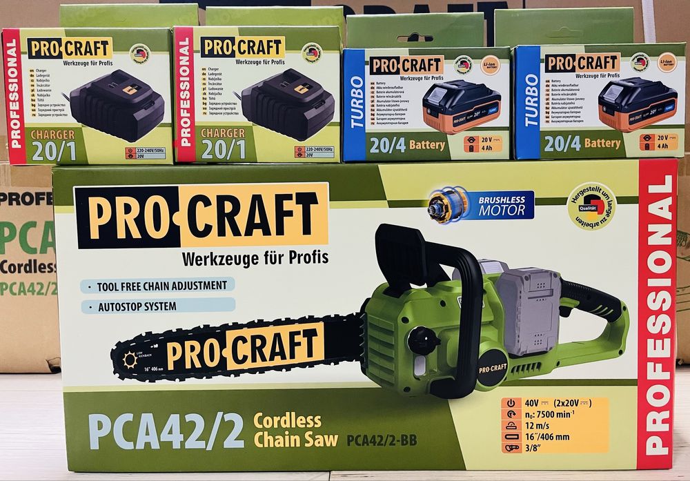 Пила акумуляторна PROCRAFT PCA42/2 /шина 40см/Гарантія 3роки