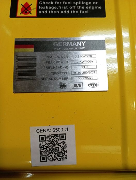 Agregat prądotwórczy  7.2 kWh NOWY