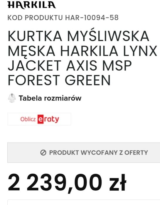 Harkila Lynx  kurtka myśliwska roz 58