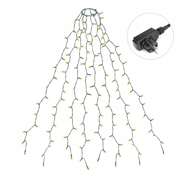 Lampki choinkowe z pierścieniem 2m 8 pasm 280 diod LED Warm White