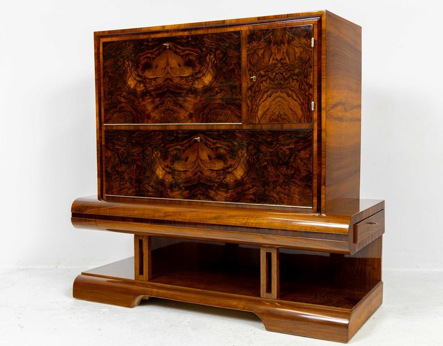 Komoda art deco barek antyk stara lata 30 Polska orzech