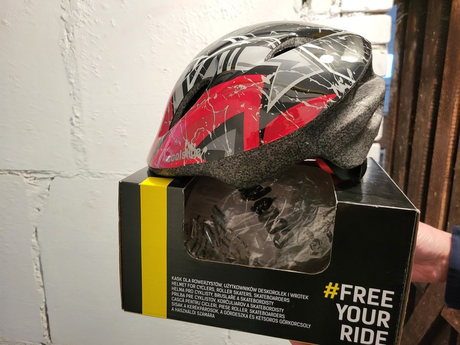 Kask rowerowy r.S czerwono czarny