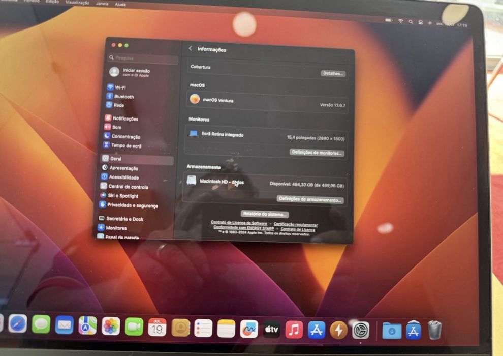 Macbook pro 15 retina Touch Bar I7 (16/512)