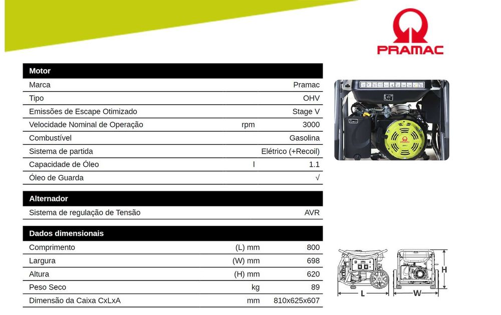Gerador PRAMAC WX6200 - NOVO