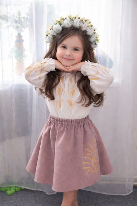 Вишитий костюм для дівчинки, вишиванка колоски 122р