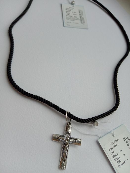 Комплект набір шовковий шнурок жгут та хрестик з розп'яттям православн
