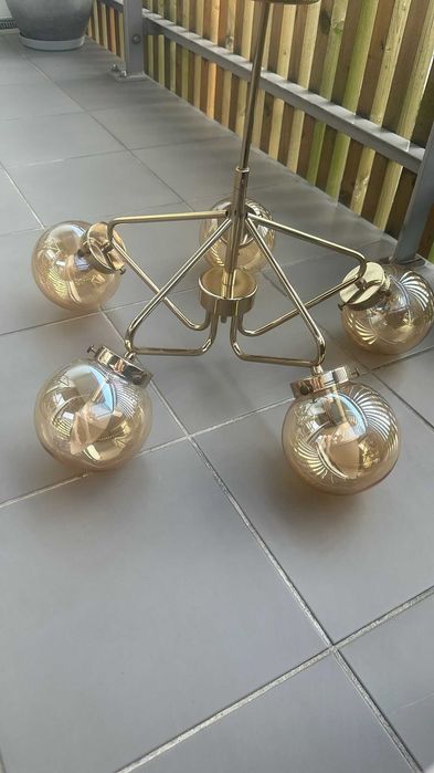 Lampa wisząca Alfa Barsum złota szklane kule 5xE14