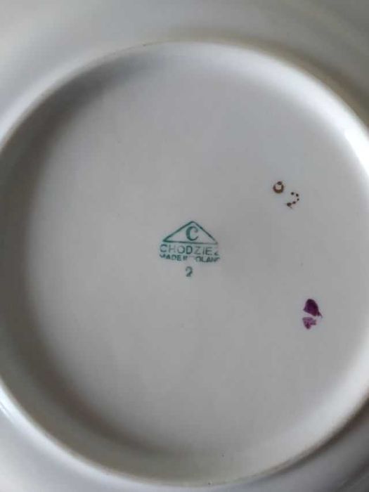 Komplet talerzy głębokich dekorowanych Chodzież 6 sztuk okres PRL