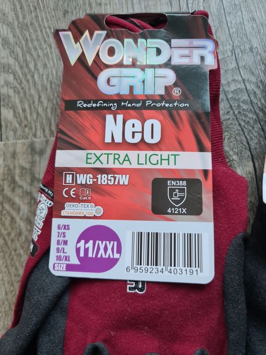 Nowe komplet rękawic ochronnych bhp robocze Wonder grip neo wg-1857w 1