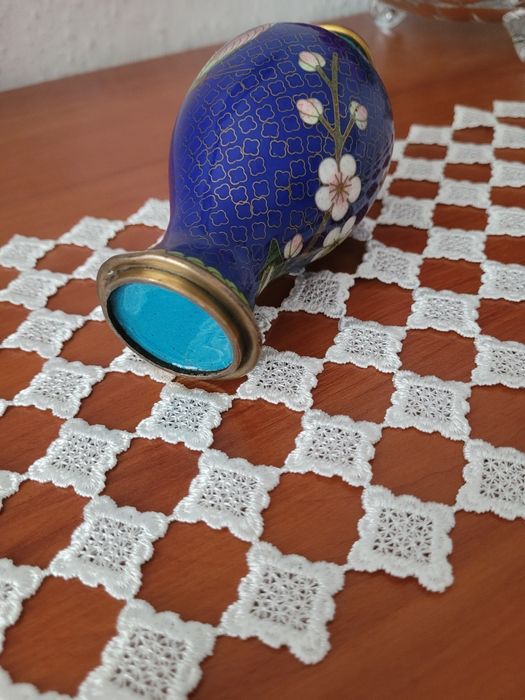 Wazonik Cloisonne mosiądz emalia