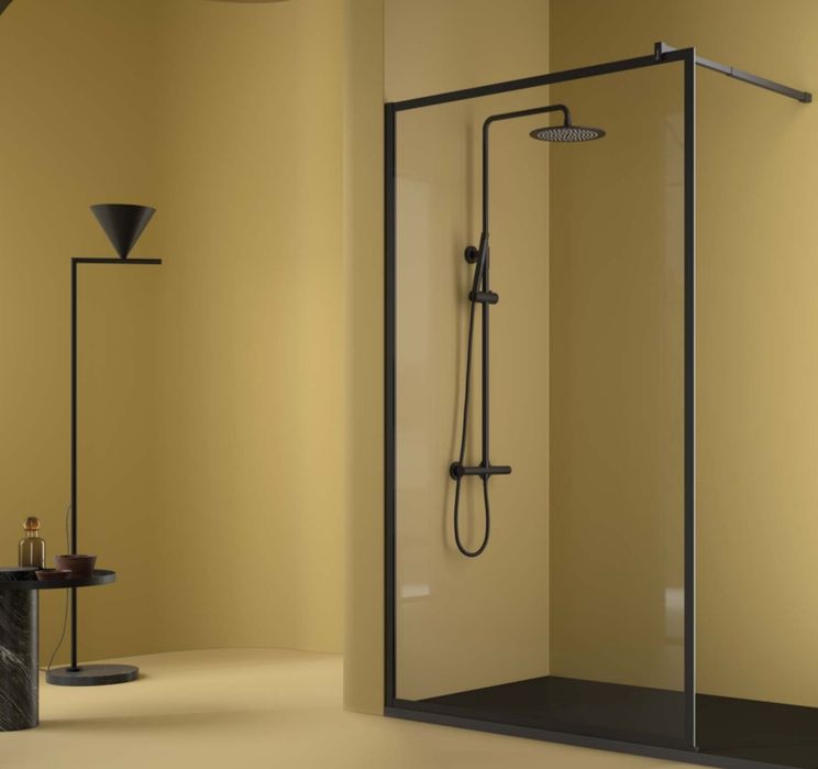 Painel duche fixo vidro temperado preto
