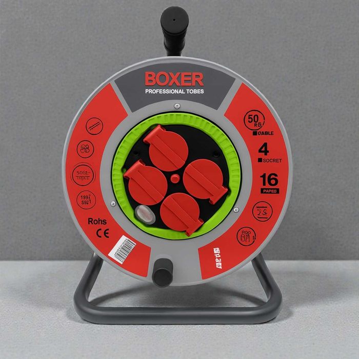 Solidny Przedłużacz bębnowy 50 m 3×2,5 mm na bębnie metalowym 4 gniazd