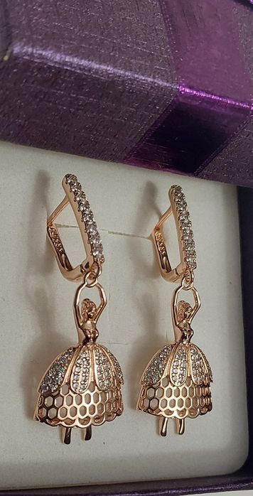 Kolczyki baletnice Różowe złoto 585 WYPRZEDAŻ!!