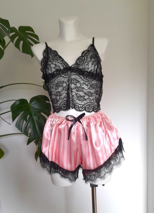 Elegancki komplet set zestaw do spania 4 częściowy piżama szlafrok top