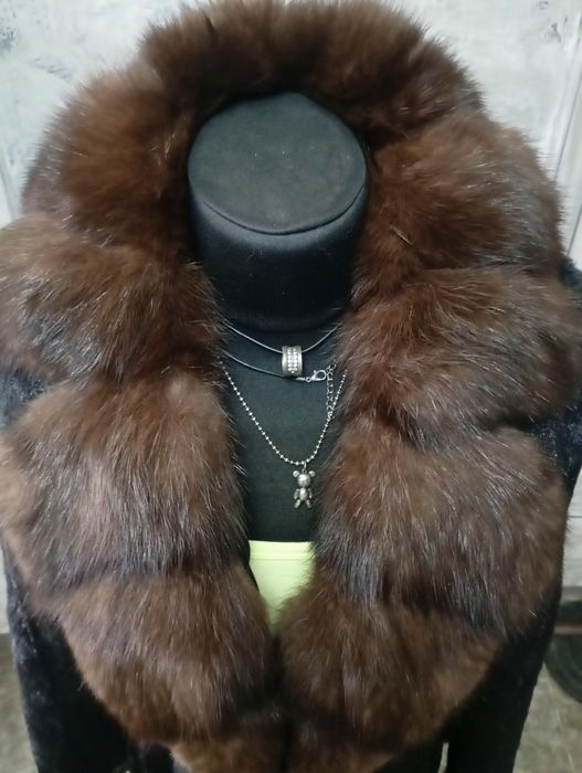 Mink. Дл 100см. Норковая шуба с соболем. Натуральная шуба