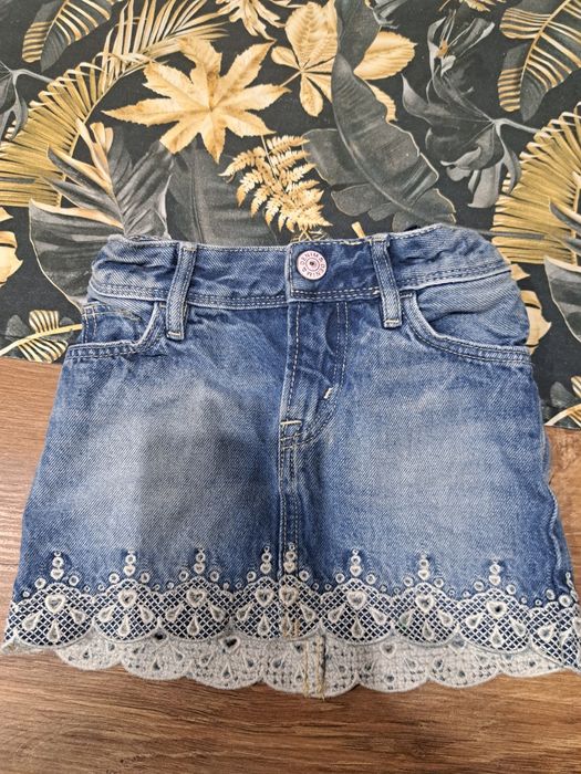 Spódniczka jeans granatową z koronką na dole h&m 92