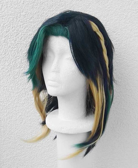 Kinich Genshin Impact cosplay wig niebieska peruka z warkoczami