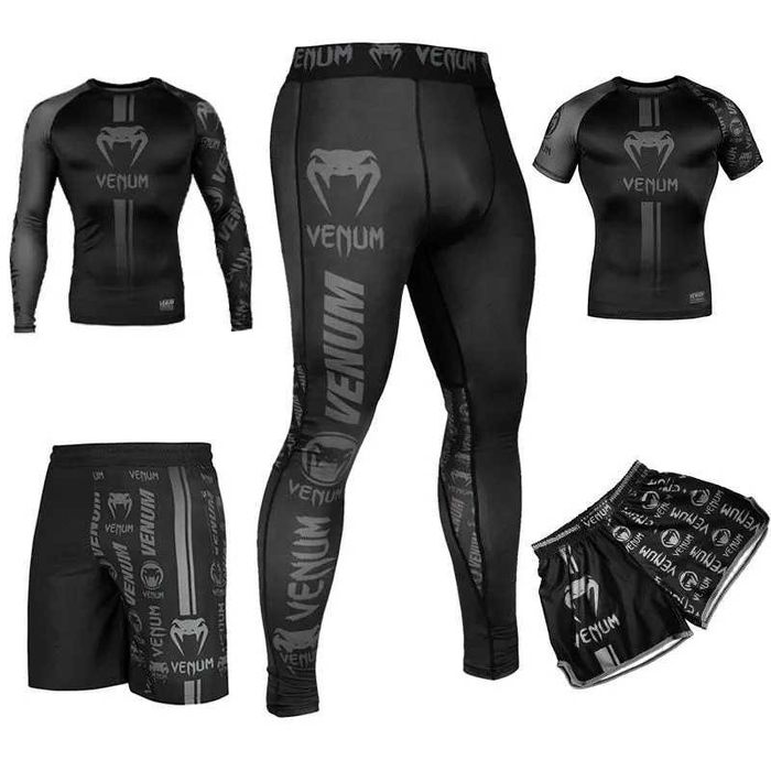 Комплект Дорослий і Дитячий Venum Logos Dark рашгард, футболка, шорти.