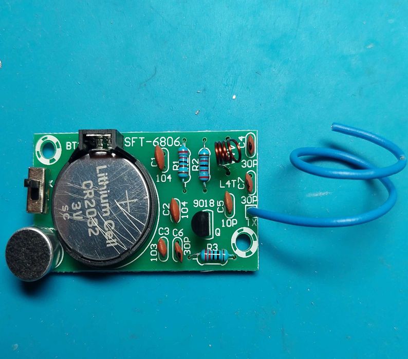 Плата уличный ФМ радио микрофон - передатчик под аккумулятор CR2032