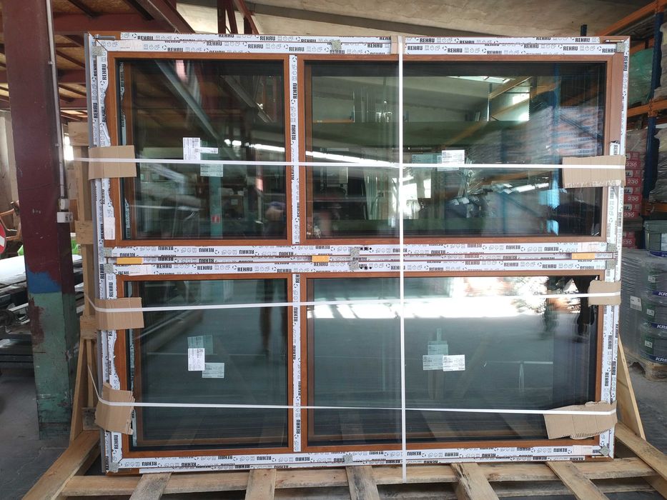 Okno balkonowe 2,4 x 2.0 REHAU/złoty dąb. NOWE. Super ciepłe.