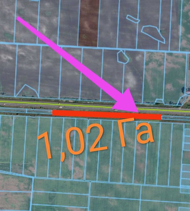 Фасадна ділянка 1Га траса Київ-Харків Бориспільський р-н